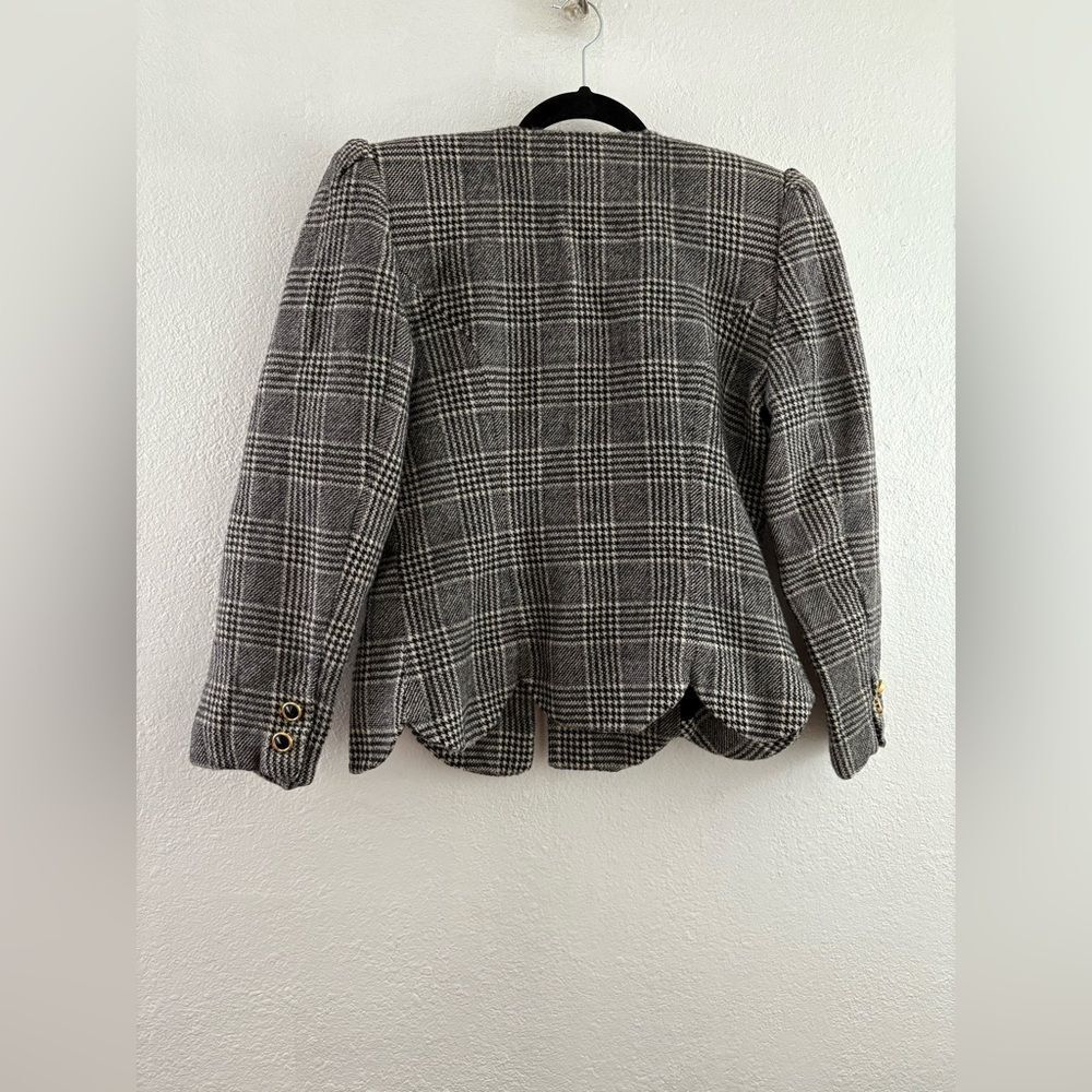 Albert Nipon Blazer Shiny Thread, Wool Plaid Gold… - image 7